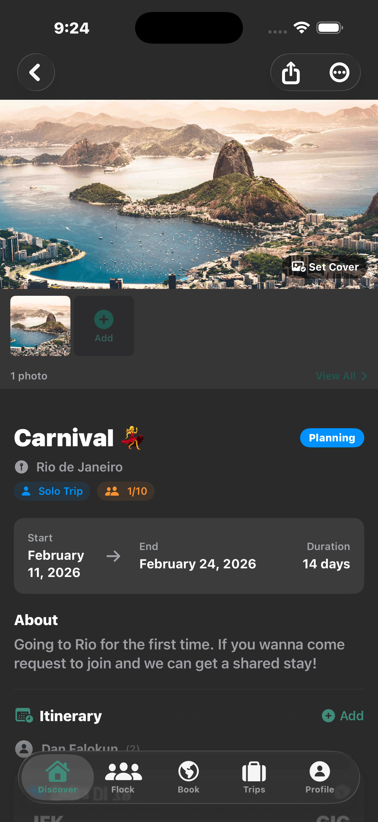 Flock Trip Detail Screen